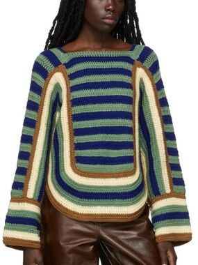 BODE CROCHET FOUR STRIPED SWEATER